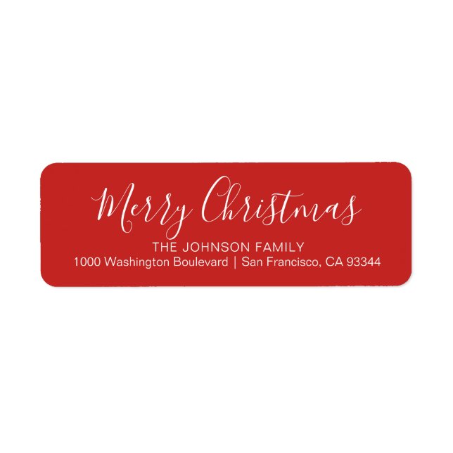 Modern Chic Red Holiday Christmas Return Address (Front)
