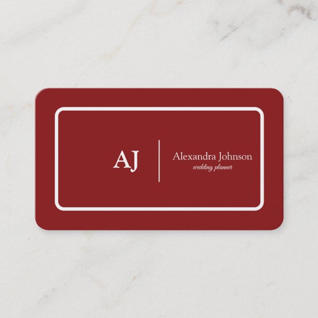 Modern Chic Red Monogram Stylish Trendy Business Card (Front)