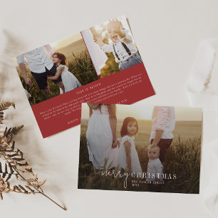 Modern Chic Red Photo Overlay Christmas News Holiday Card
