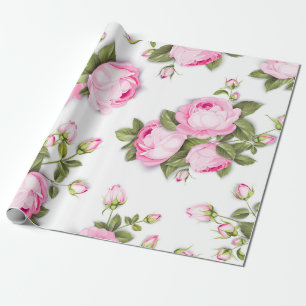 modern chic   red,pink floral wrapping paper