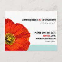 Modern Chic Red Poppy Mint Teal Save The Date