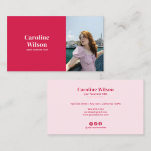 Modern Chic Red Professional Photo Girly Business Card