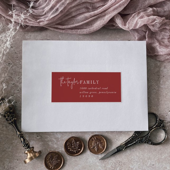 Modern Chic | Red Recipient Guest Address Labels (Creator Uploaded)