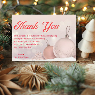 modern chic red script wedding thank you holiday card