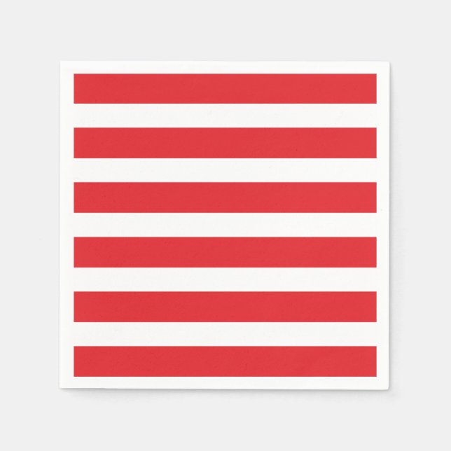 Modern Chic Red Stripe Party Napkins (Front)