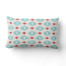 Modern chic red turquoise geometric ikat pillow