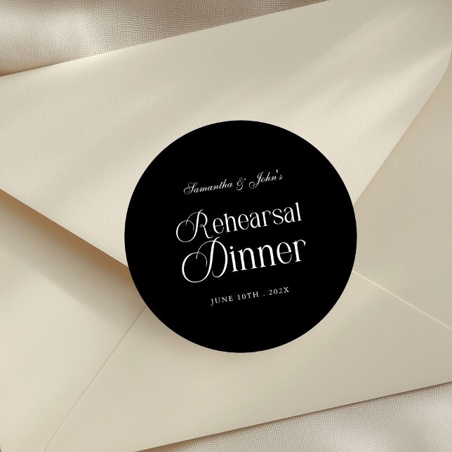  Modern Chic Rehearsal Dinner Classic Round Sticker (Creator Uploaded)