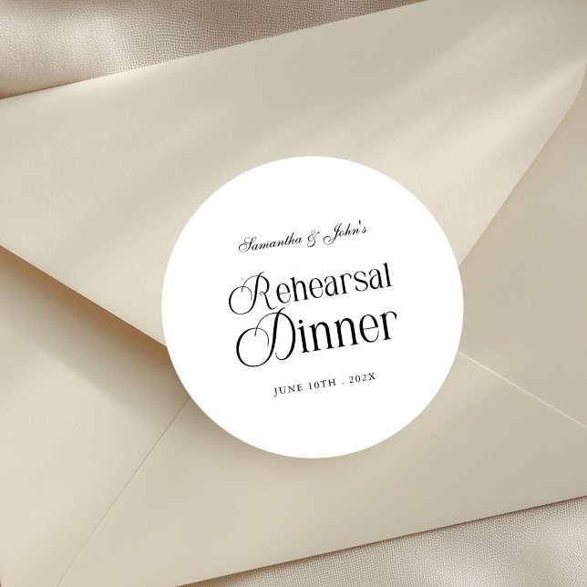  Modern Chic Rehearsal Dinner Classic Round Sticker (Creator Uploaded)