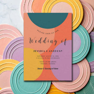 Modern Chic Retro Minimalist Boho Back Wedding Invitation