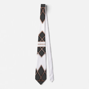 Modern Chic Rose Gold Black and White Triangles Tie