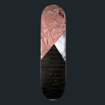 Modern Chic Rose Gold Black Marble Geometric Skateboard<br><div class="desc">This modern, chic, and elegant faux printed rose gold, black satin stripes, and black and white marble triangular geometric is perfect for the contemporary and trendy individual. ***IMPORTANT DESIGN NOTE: For any custom design request such as matching product requests, colour changes, placement changes, or any other change request, please click...</div>