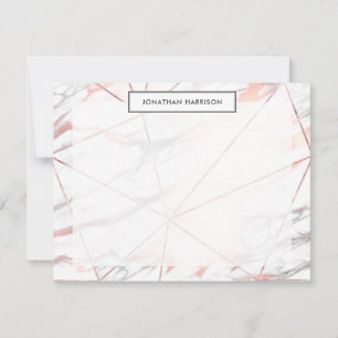 Modern Chic Rose Gold Copper Grey Geometric Marble Card