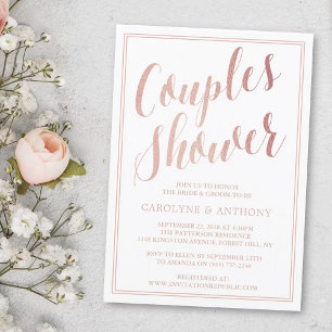 Modern Chic Rose Gold Foil Couples Wedding Shower Invitation