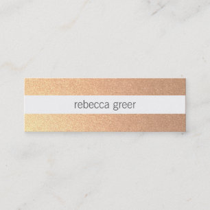 Modern Chic Rose Gold Striped Pattern Beauty Mini Business Card