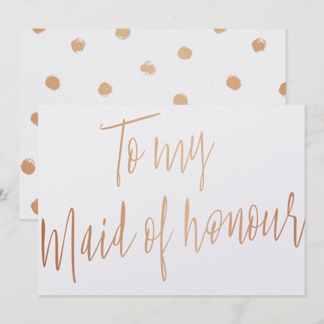 Modern Chic Rose Gold To my Maid of honour Invitation (Front/Back)