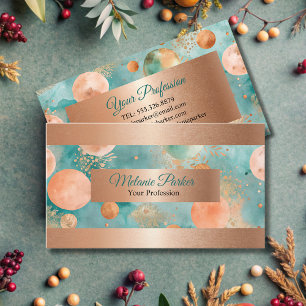 modern chic Rose Gold turquoise Business Card