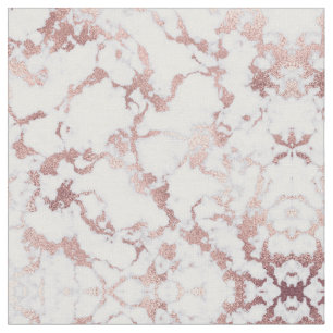 Modern Chic Rose Gold White Marble Stone Pattern Fabric
