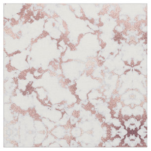 Modern Chic Rose Gold White Marble Stone Pattern Fabric