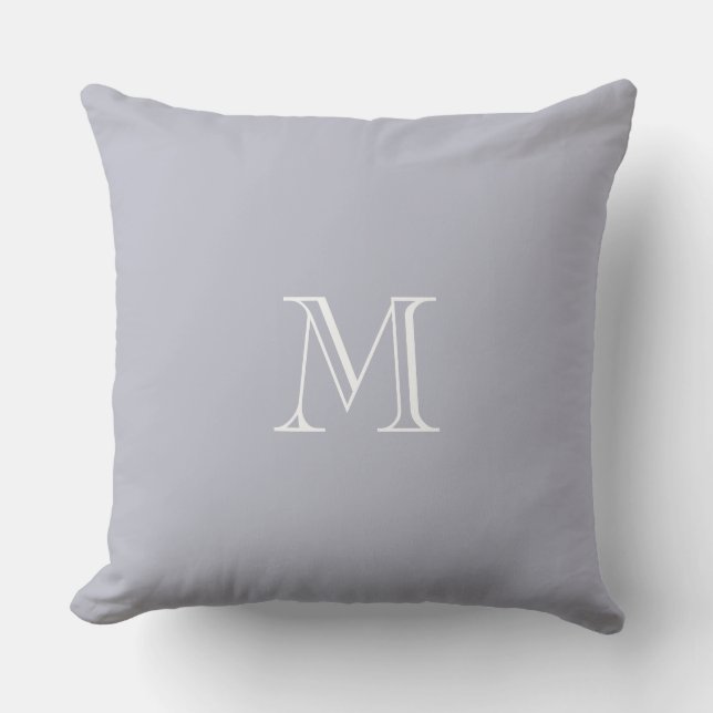 Modern chic rustic Blue Grey Monogram Cushion (Front)