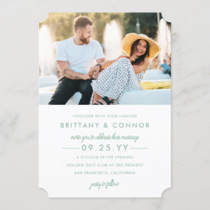 Modern Chic Sage Green and White Photo Wedding Invitation