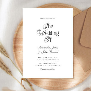Modern Chic Script Black Elegant Wedding Invitation