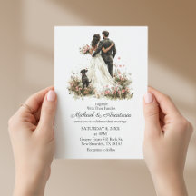 modern chic script budget wedding invitation