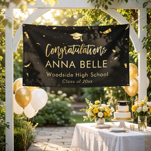 Modern Chic Script Elegant Gold Graduation Banner