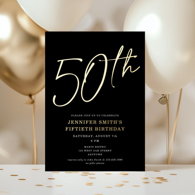 Modern Chic Script Fiftieth 50th Birthday Party (Creator Uploaded)
