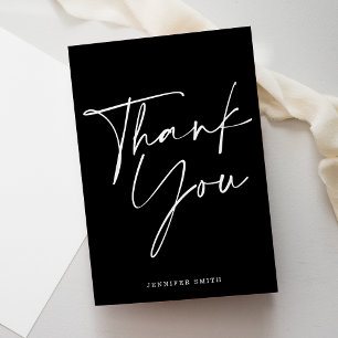 Modern Chic Script Folded Thank you Card w/ Name