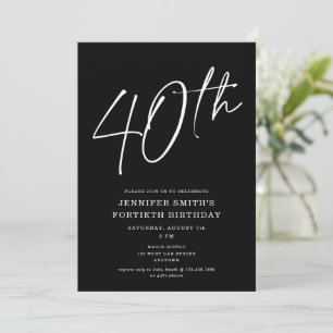 Modern Chic Script Fortieth 40th Birthday Party Invitation