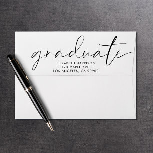 Modern Chic Script Graduation Return Address Envelope