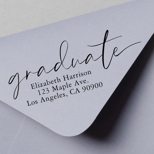 Modern Chic Script Graduation Return Address Self-inking Stamp (Creator Uploaded)
