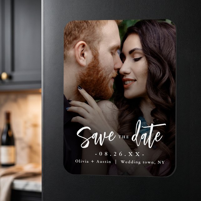 Modern Chic Script Minimalist Save The Date Magnet (Modern Chic Script Minimalist Save The Date Magnet)