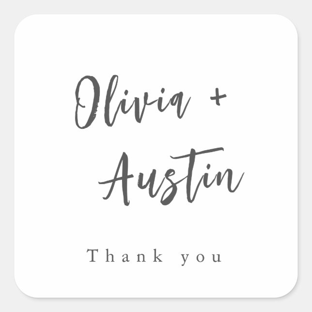 Modern Chic Script Minimalist wedding favour Square Sticker (Front)