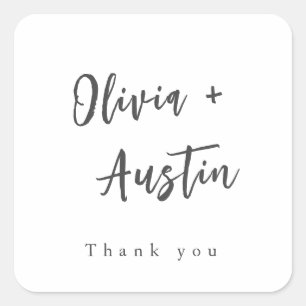 Modern Chic Script Minimalist wedding favour Square Sticker