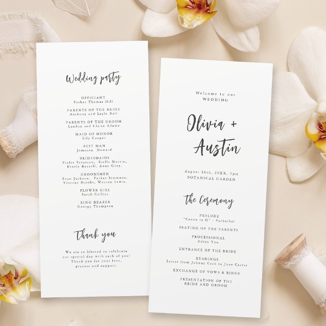 Modern Chic Script Minimalist Wedding Program Programme (Modern Chic Script Minimalist Wedding Program)