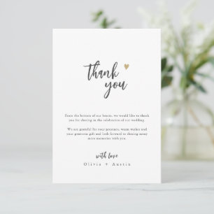 Modern Chic Script Minimalist Wedding Thank You Card