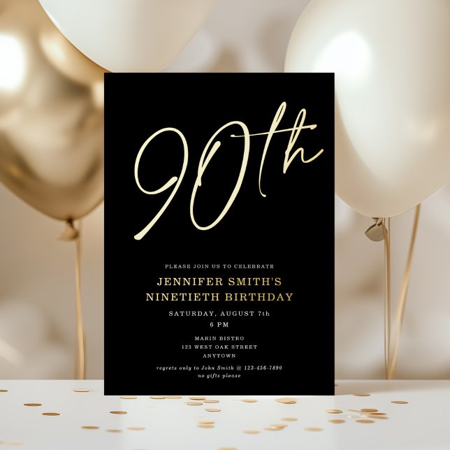 Modern Chic Script Ninetieth 90th Birthday Party (Creator Uploaded)
