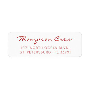 Modern Chic Script Red Typography Return Address