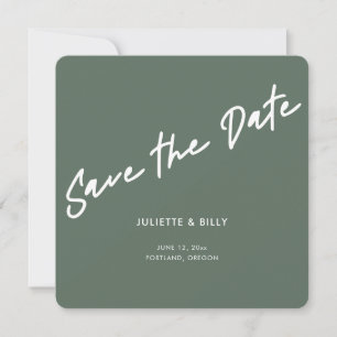 Modern Chic Script Sage Green Square Save The Date
