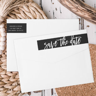 Modern Chic Script Save The Date Return Address Wrap Around Label