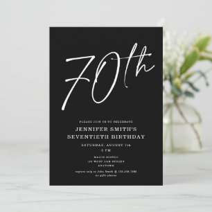 Modern Chic Script Seventieth 70th Birthday Party Invitation