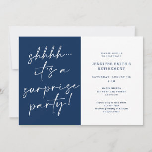 Modern Chic Script Shhh Surprise Retirement Party Invitation