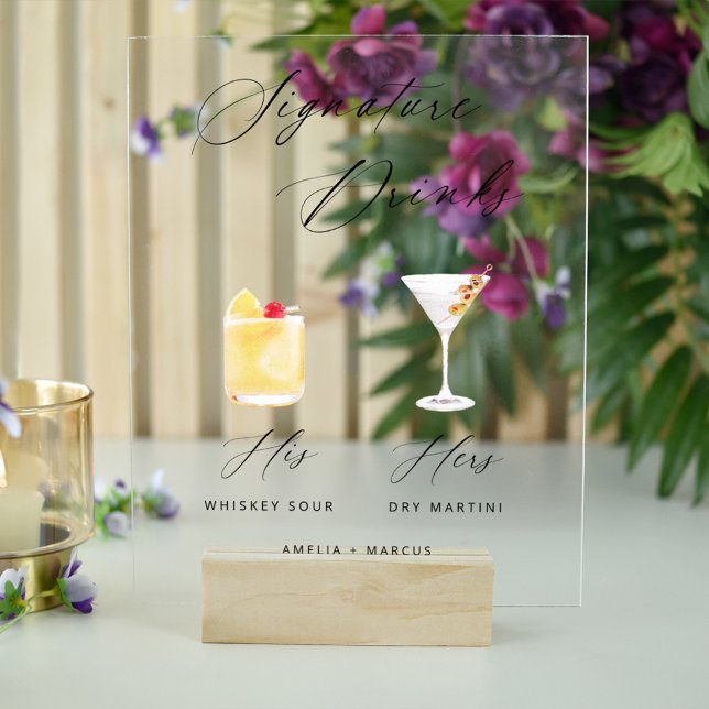 Modern & Chic Script Signature Drinks Poster (Creator Uploaded)