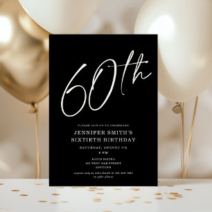 Modern Chic Script Sixtieth 60th Birthday Party Invitation