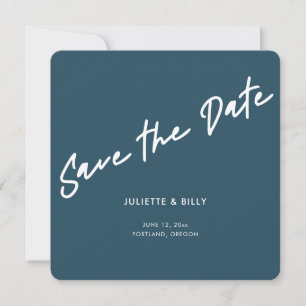 Modern Chic Script Teal Blue Green Square Save The Date