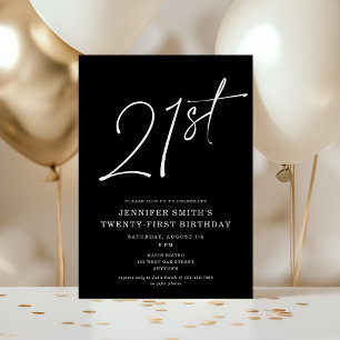 Modern Chic Script Twenty-One 21st Birthday Party Invitation