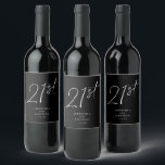Modern Chic Script Twenty-One 21st Birthday Party Wine Label<br><div class="desc">This modern 21st birthday party wine / beer label features a chic black background with white script and modern typography. The script says "21st". All of the colours (even the year script) are fully and easily customisable. You can even add a photo to the background... Just use "design tool" in...</div>