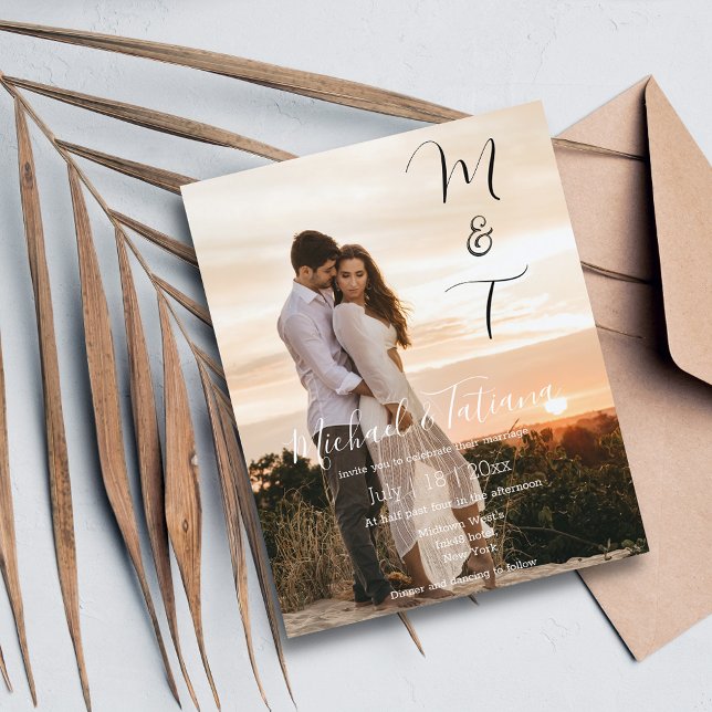 modern chic script wedding photo invitation  (Creator Uploaded)
