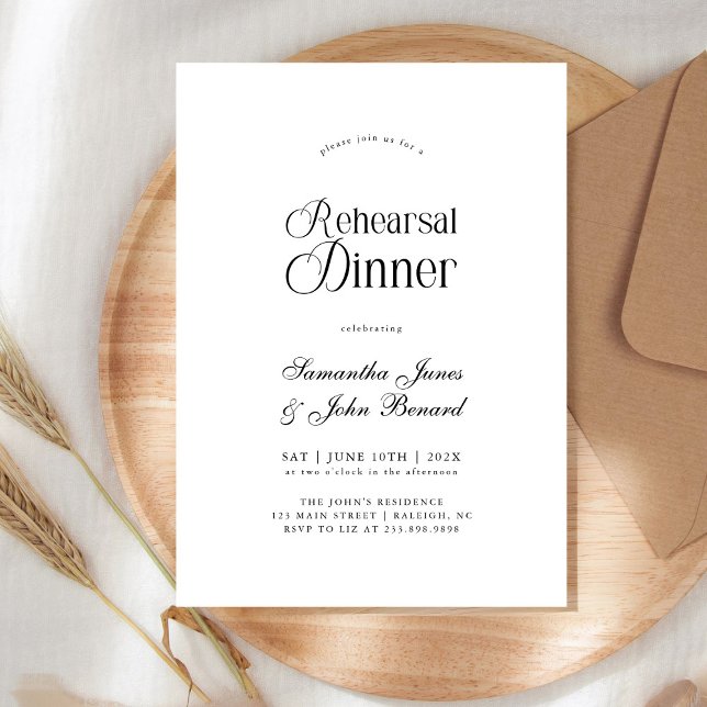 Modern Chic Script Wedding Rehearsal Dinner Invitation (Creator Uploaded)